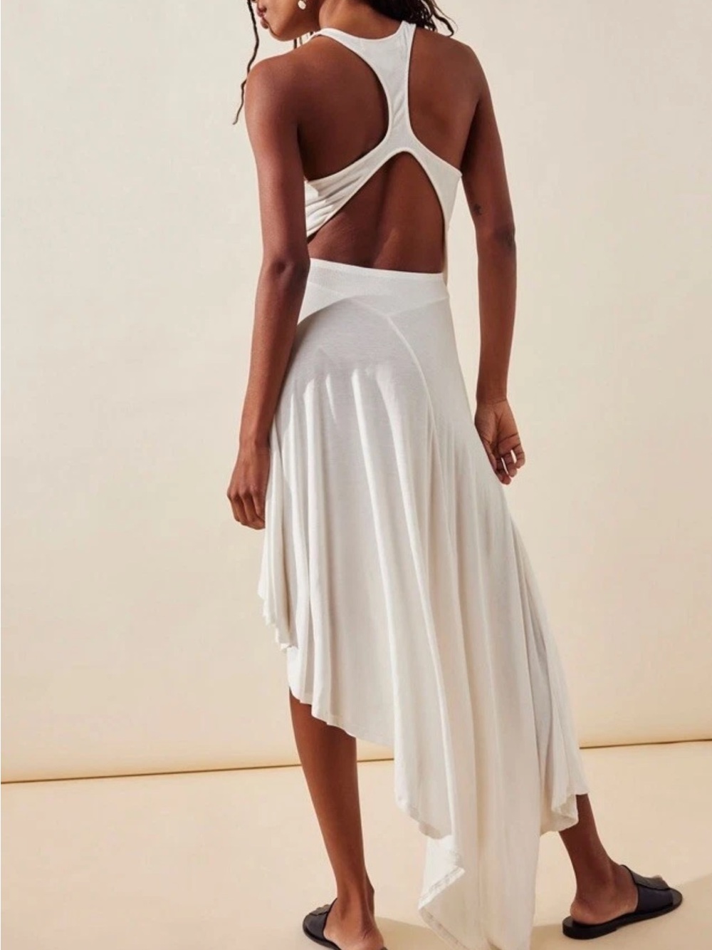 NWT Free People Beach Bethany Ribbed Cut Out Midi Dress, Off White – Size XS